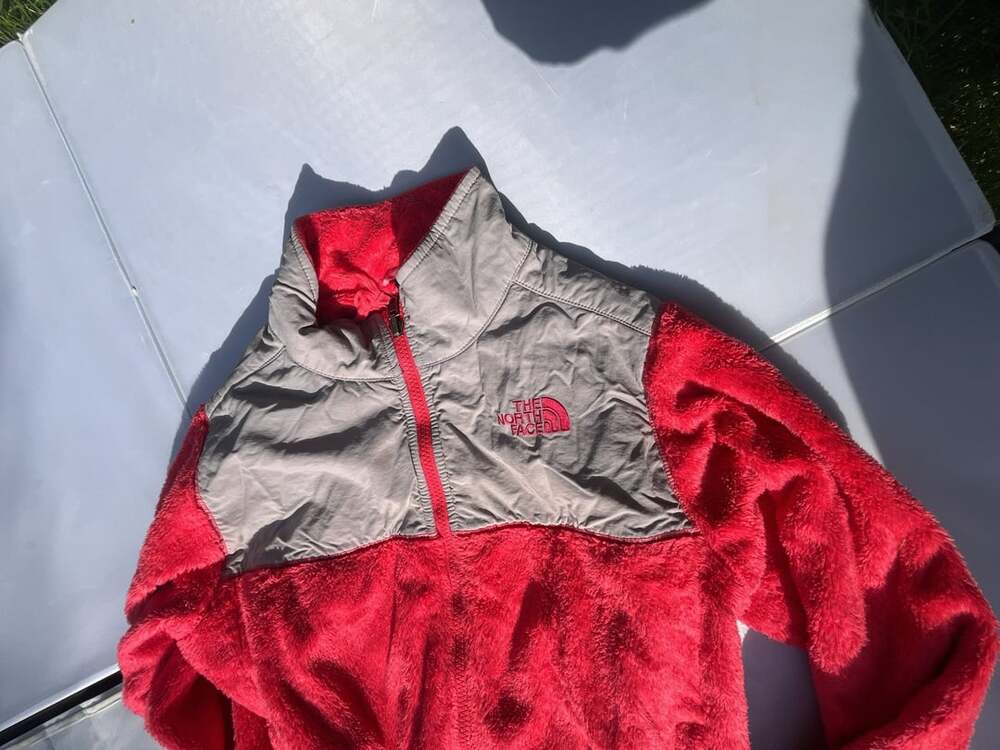 The North Face Denali Jacket Size L (14/16) Red Pink Gray Fleece